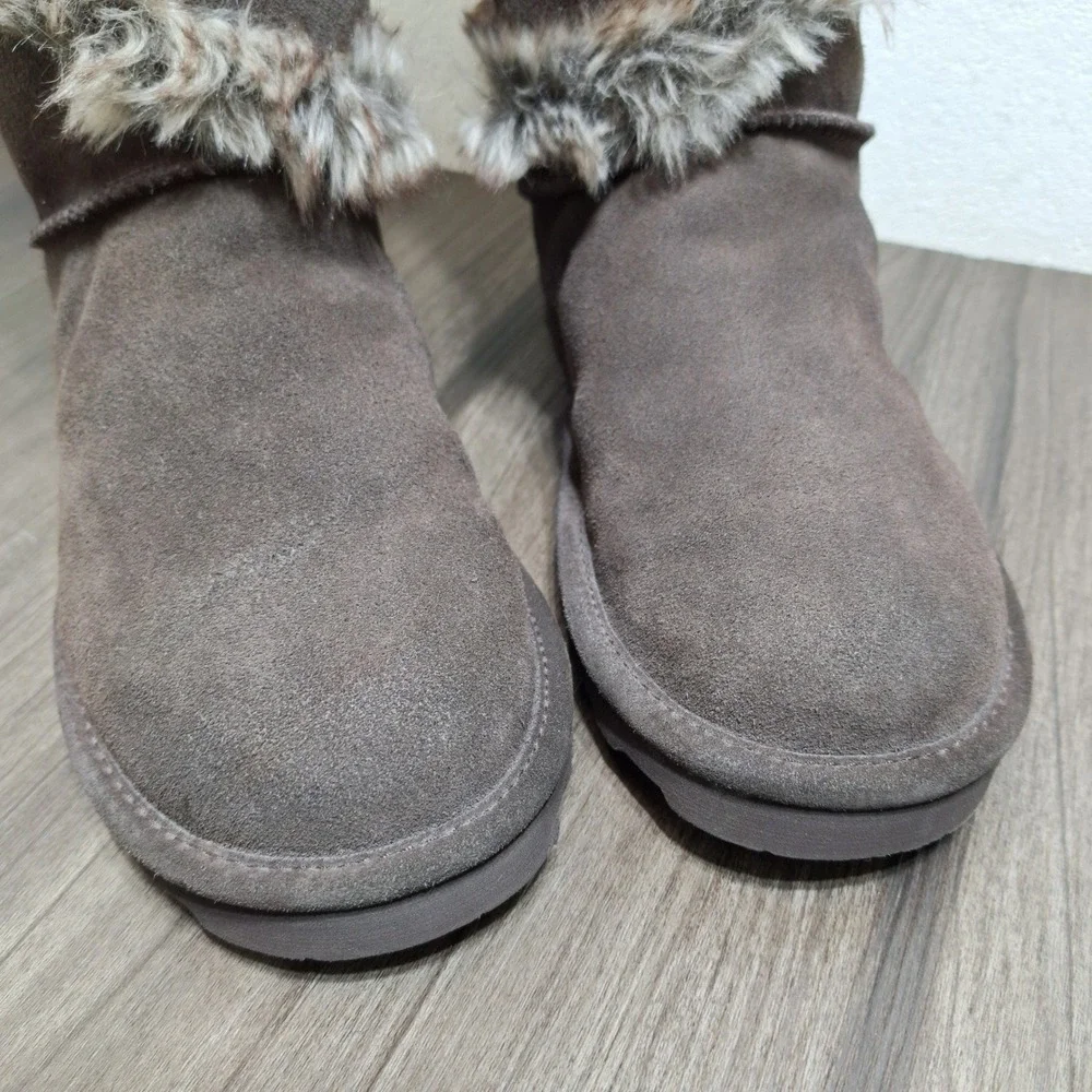 Bearpaw Sheilah Brown Suede Faux Fur Tall Winter Boots Womens 10 2139W